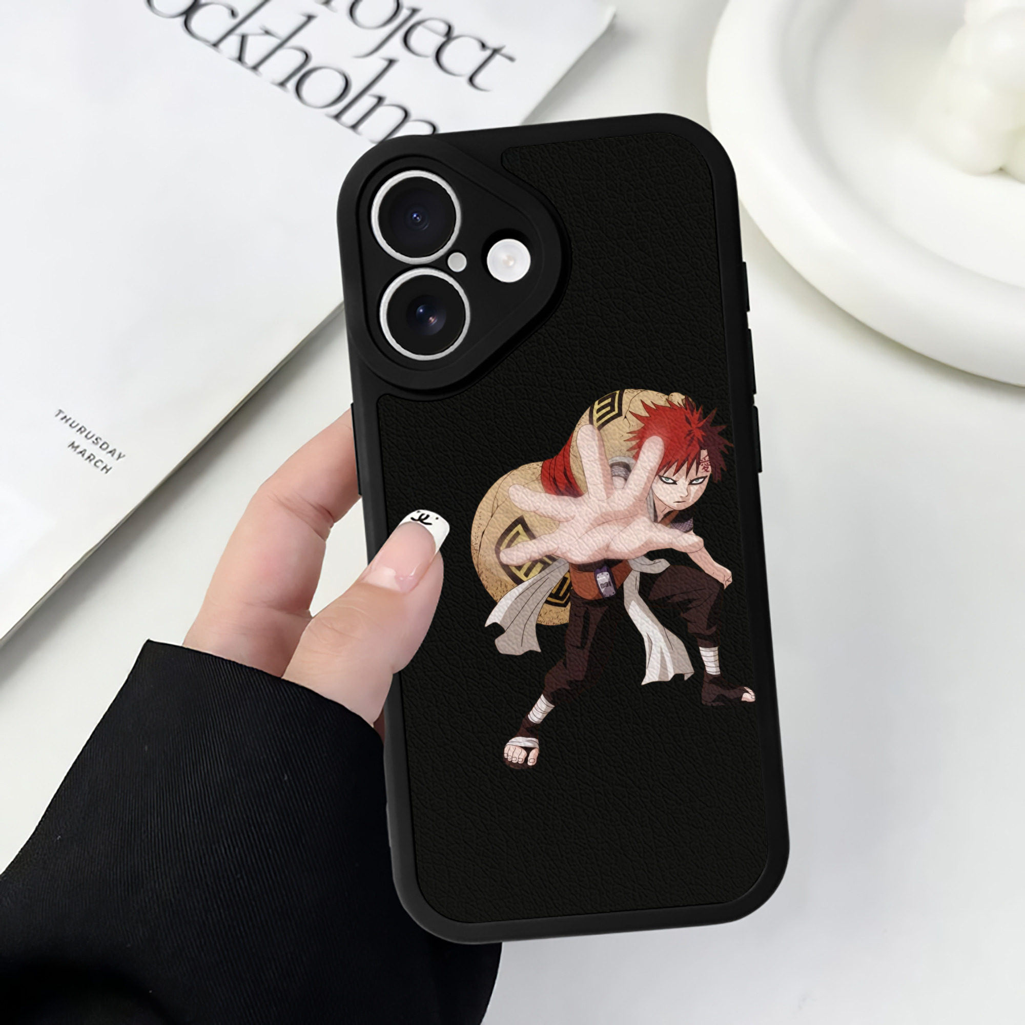 （画像用） NARUTO -ナルト- ガアラ Gaara 【iPhone 16シリーズ対応】シリコンスマホケース（レザー調） 材質：シリコン